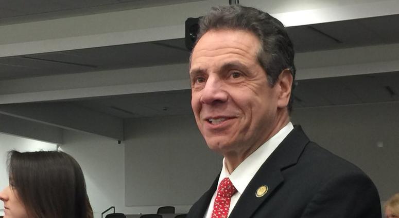 Governor Andrew Cuomo at the University at Buffalo's Jacobs School of Medicine on April 19, 2018 (WBEN Photo/Mike Baggerman)